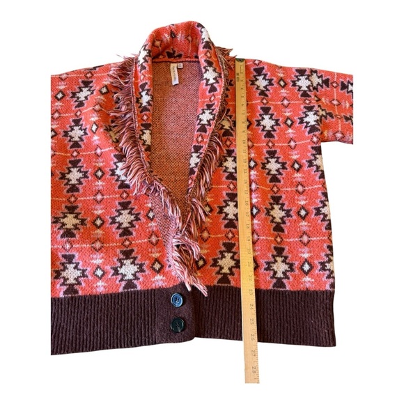 Grace + Karma Button Up Knit Cardigan Sweater Fringe Size 2X Aztec Southwestern - Picture 8 of 9
